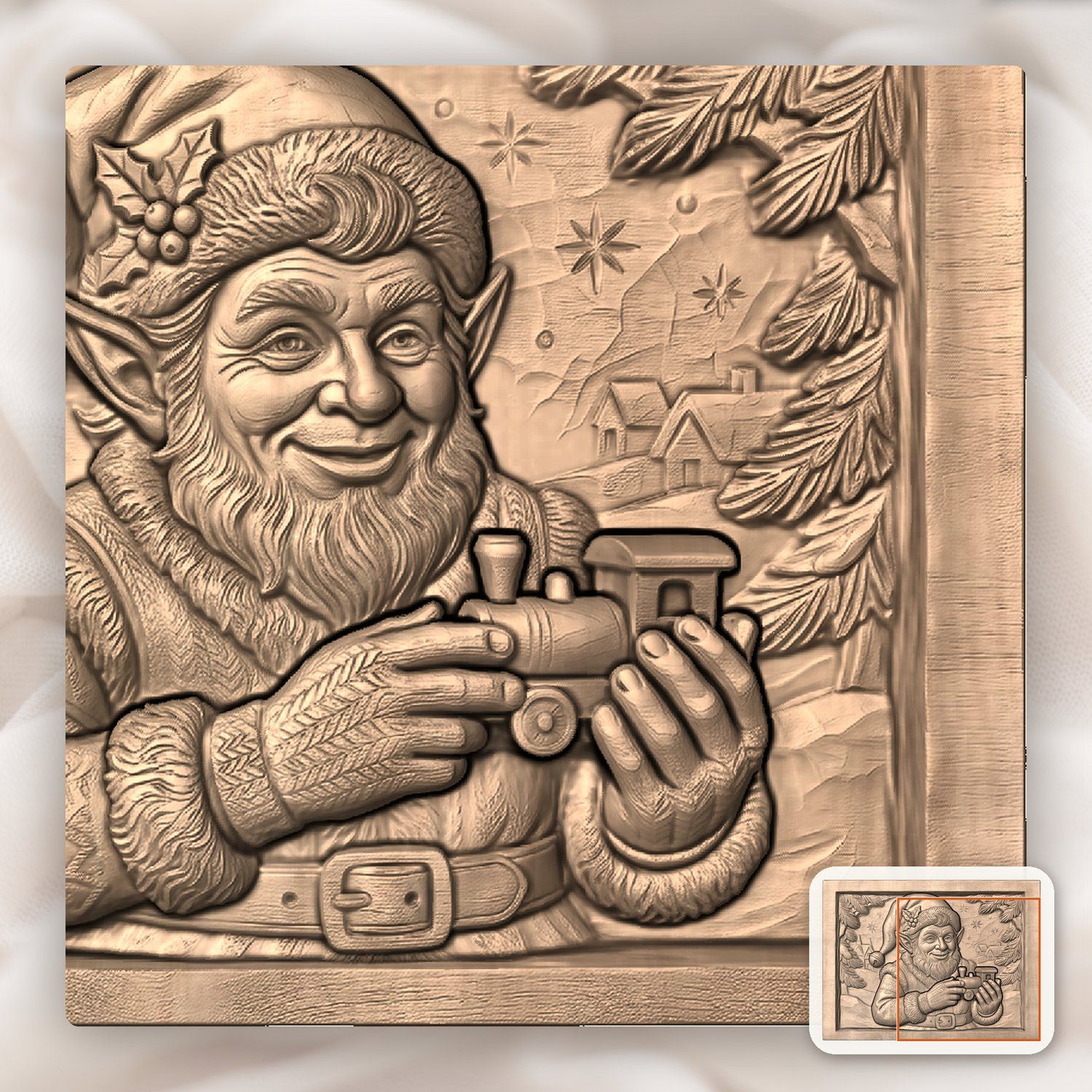Christmas Elf Toymaker CNC Relief STL bas-relief STL — view 10