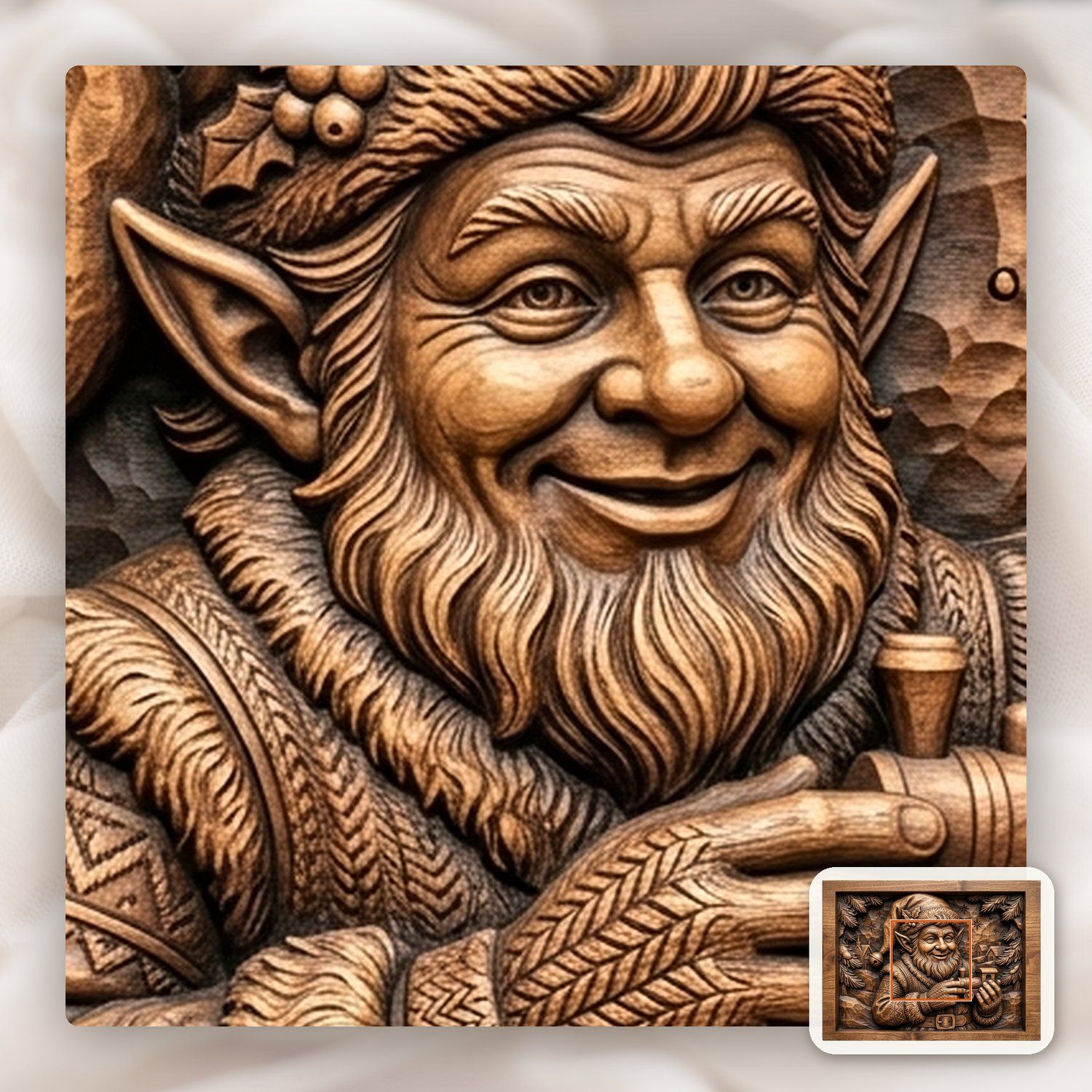 Christmas Elf Toymaker CNC Relief STL bas-relief STL — view 11