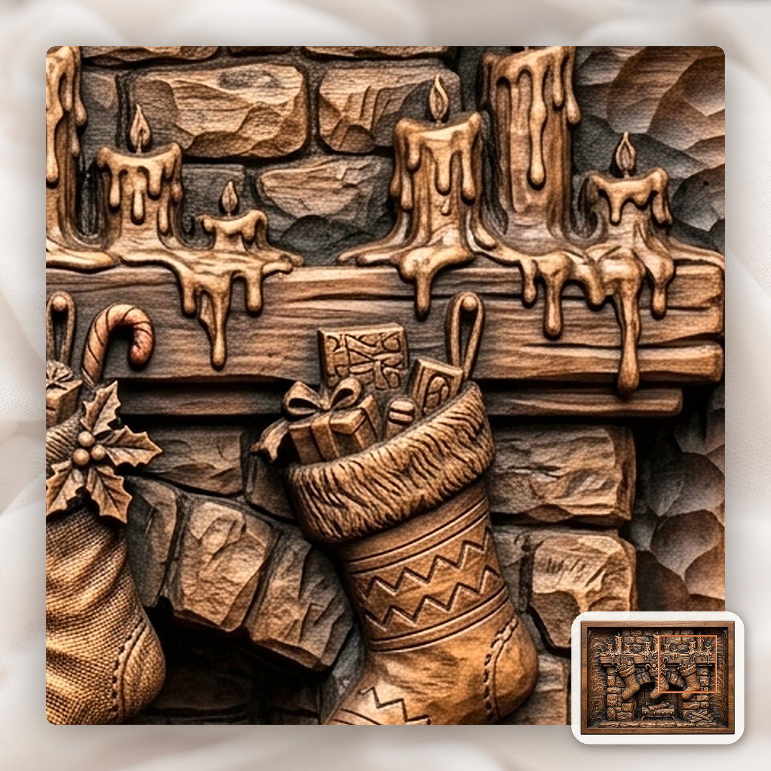 Christmas Fireplace Stockings CNC Relief STL bas-relief STL — view 12