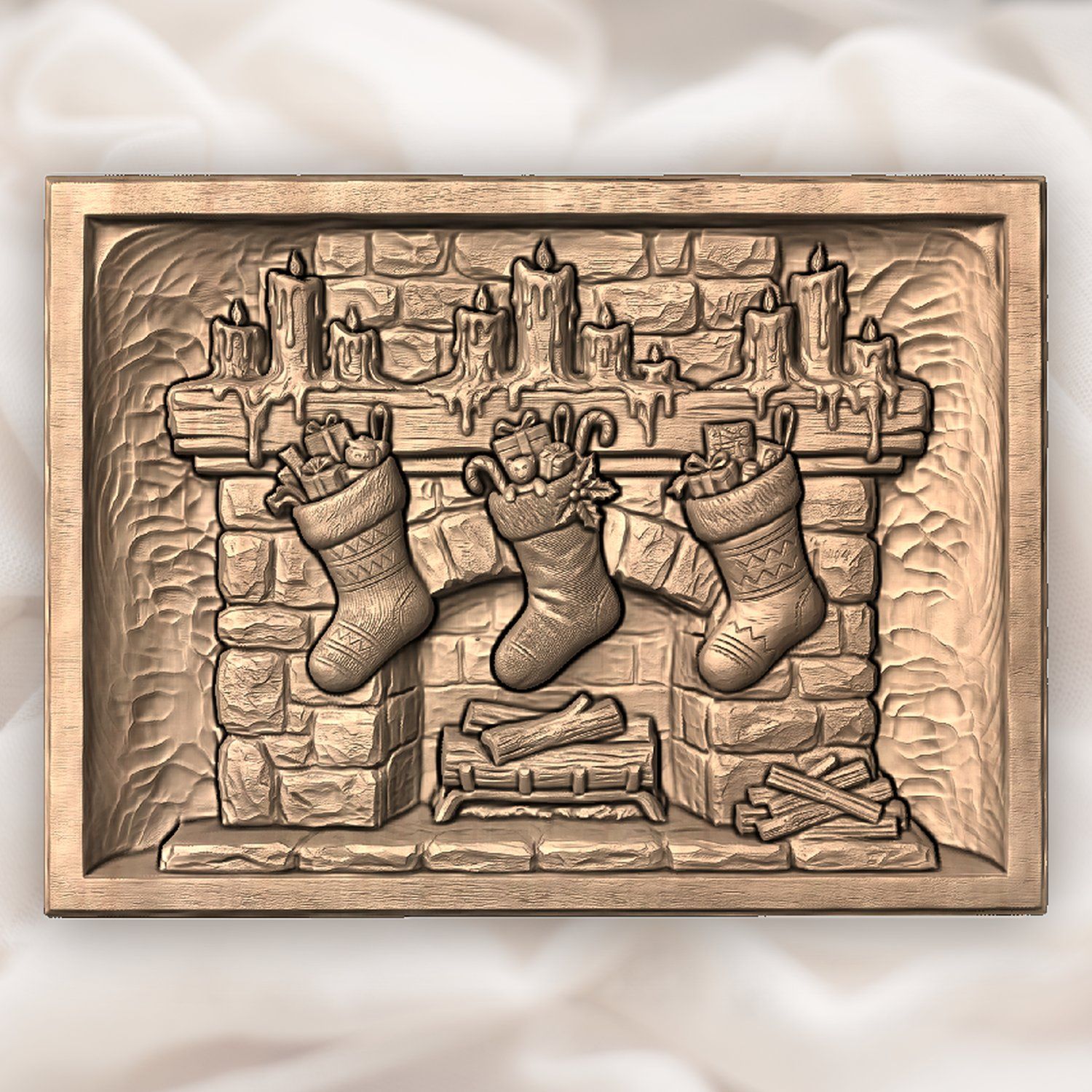 Christmas Fireplace Stockings CNC Relief STL bas-relief STL — view 5