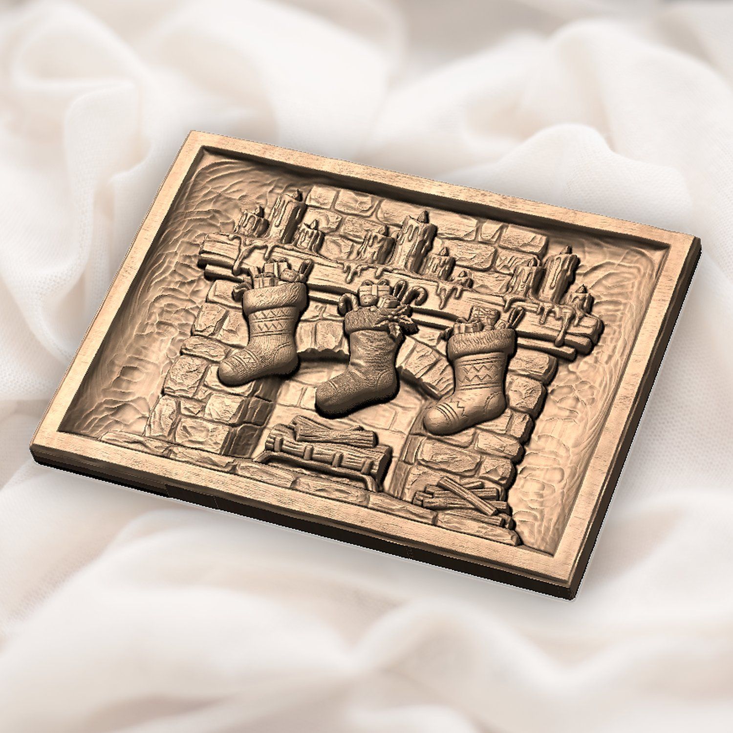 Christmas Fireplace Stockings CNC Relief STL bas-relief STL — view 6