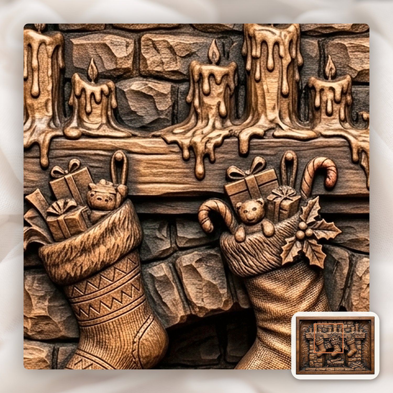 Christmas Fireplace Stockings CNC Relief STL bas-relief STL — view 11