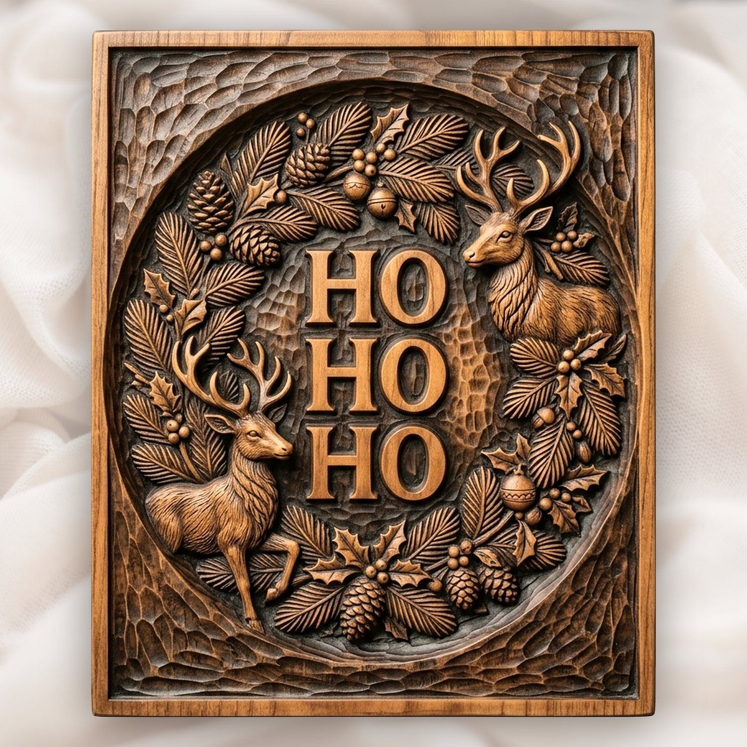 Christmas Ho Ho Ho Reindeer CNC Relief STL bas-relief STL design
