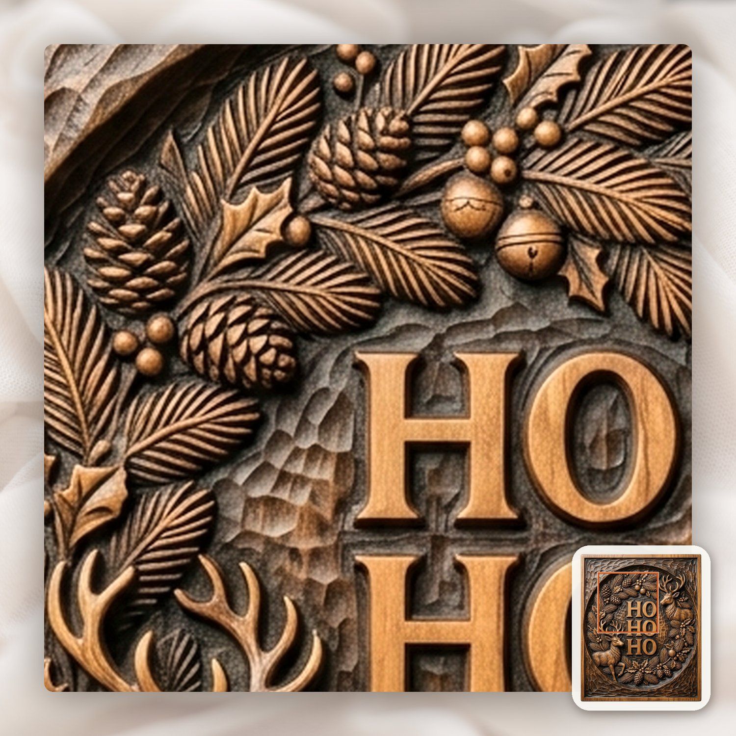 Christmas Ho Ho Ho Reindeer CNC Relief STL bas-relief STL — view 12