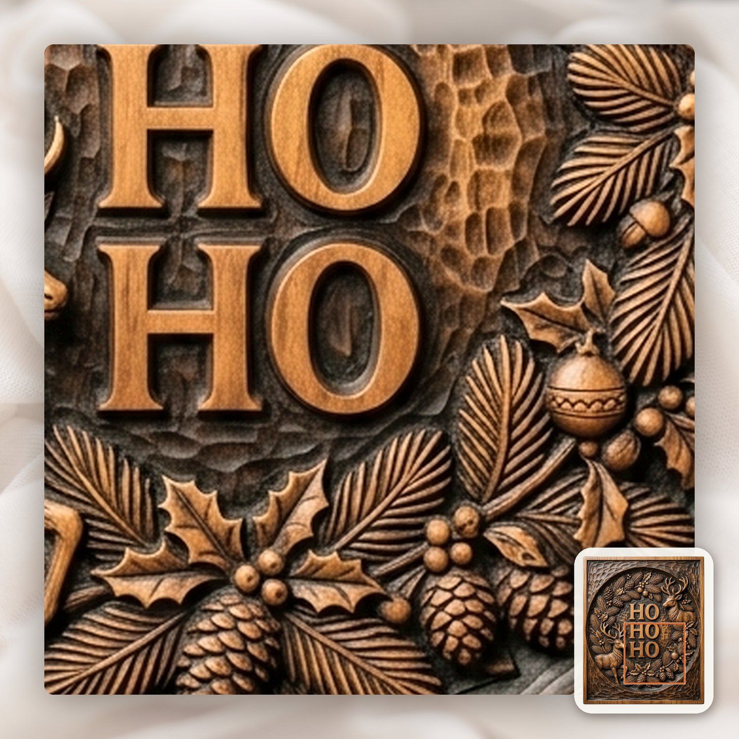 Christmas Ho Ho Ho Reindeer CNC Relief STL bas-relief STL — view 13