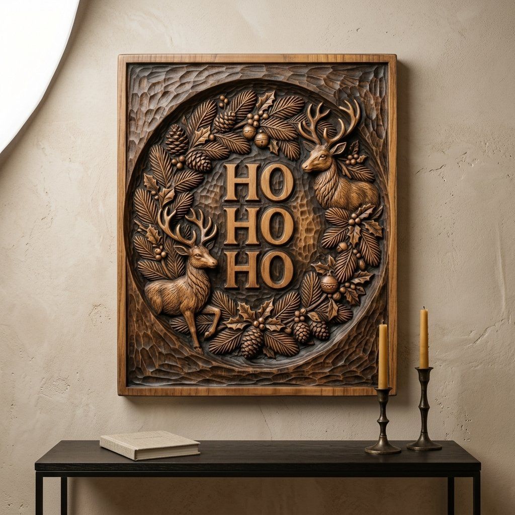 Christmas Ho Ho Ho Reindeer CNC Relief STL bas-relief STL — view 14