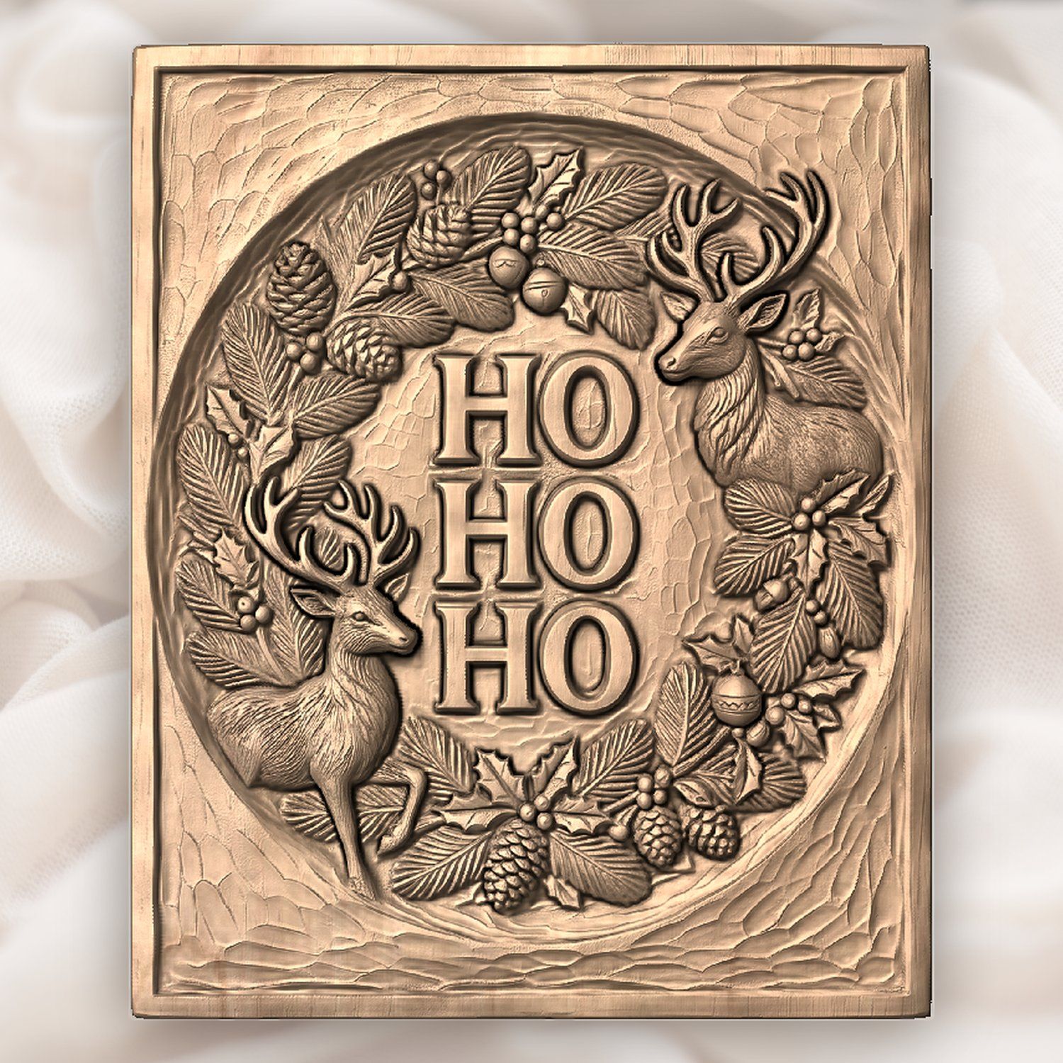 Christmas Ho Ho Ho Reindeer CNC Relief STL bas-relief STL — view 4