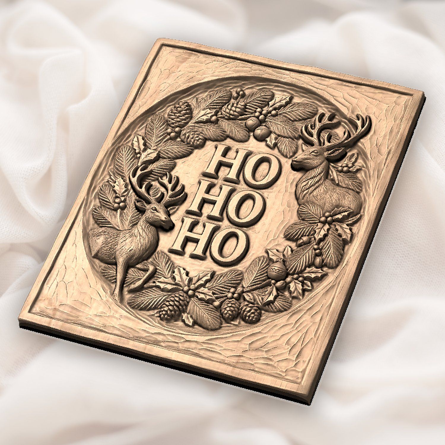 Christmas Ho Ho Ho Reindeer CNC Relief STL bas-relief STL — view 5