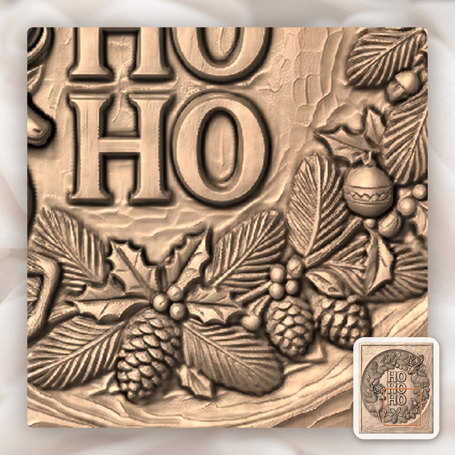 Christmas Ho Ho Ho Reindeer CNC Relief STL bas-relief STL — view 8