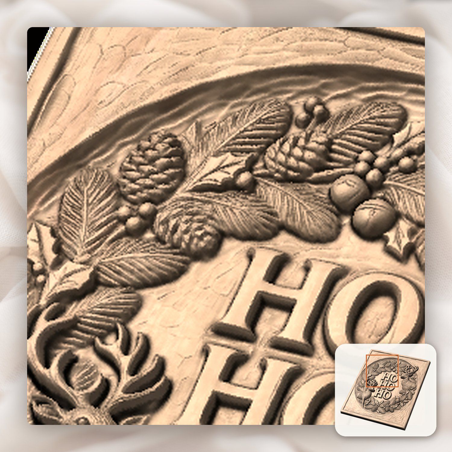 Christmas Ho Ho Ho Reindeer CNC Relief STL bas-relief STL — view 11