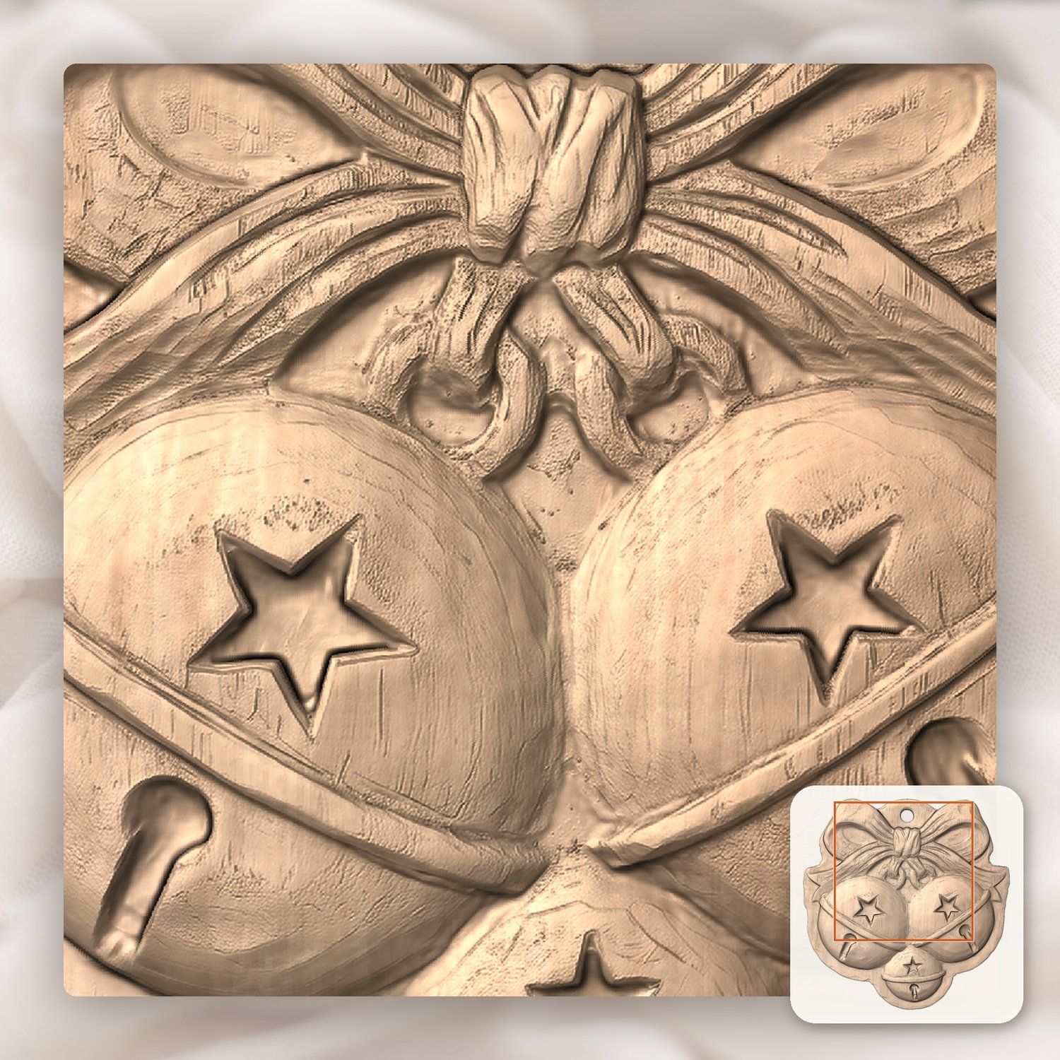 Christmas Jingle Bells Ornament CNC Relief STL bas-relief STL — view 7