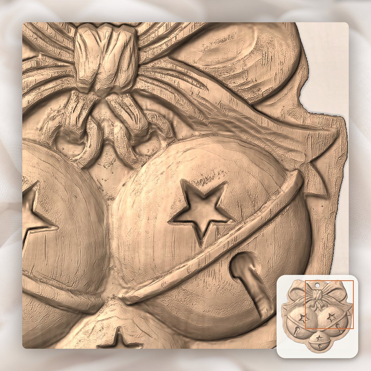 Christmas Jingle Bells Ornament CNC Relief STL bas-relief STL — view 8