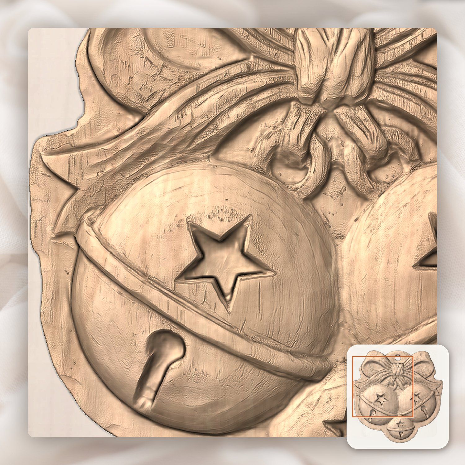Christmas Jingle Bells Ornament CNC Relief STL bas-relief STL — view 9