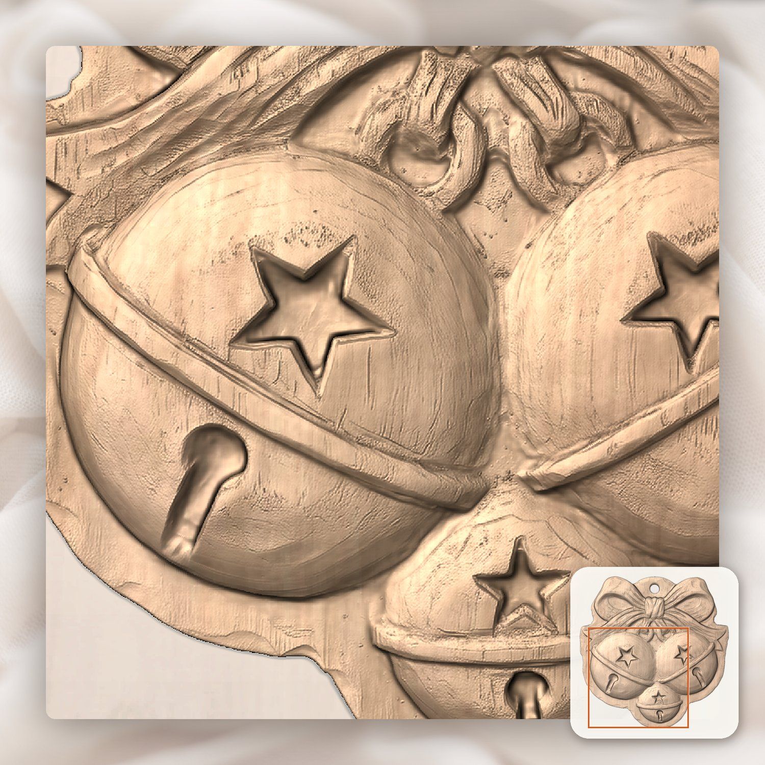 Christmas Jingle Bells Ornament CNC Relief STL bas-relief STL — view 10