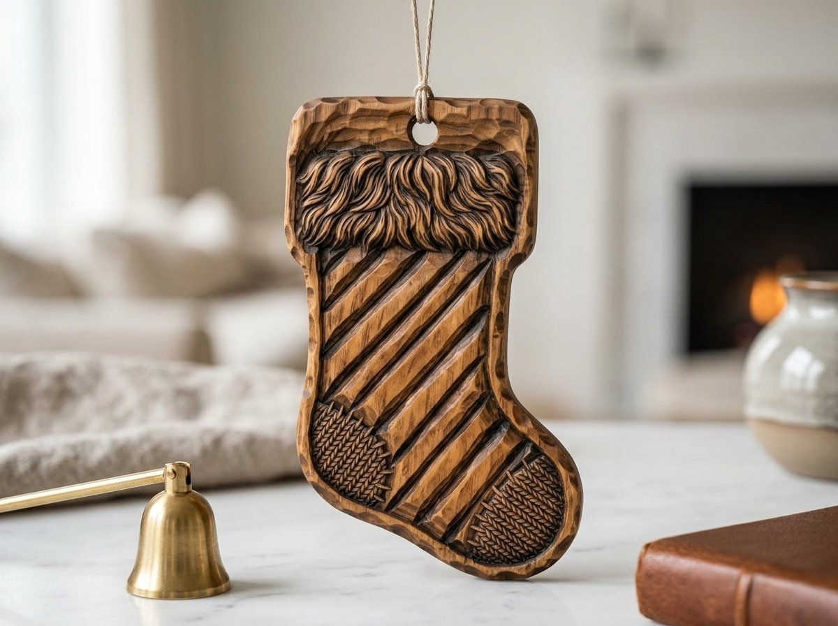 Christmas Stocking Ornament CNC Relief STL bas-relief STL — view 13