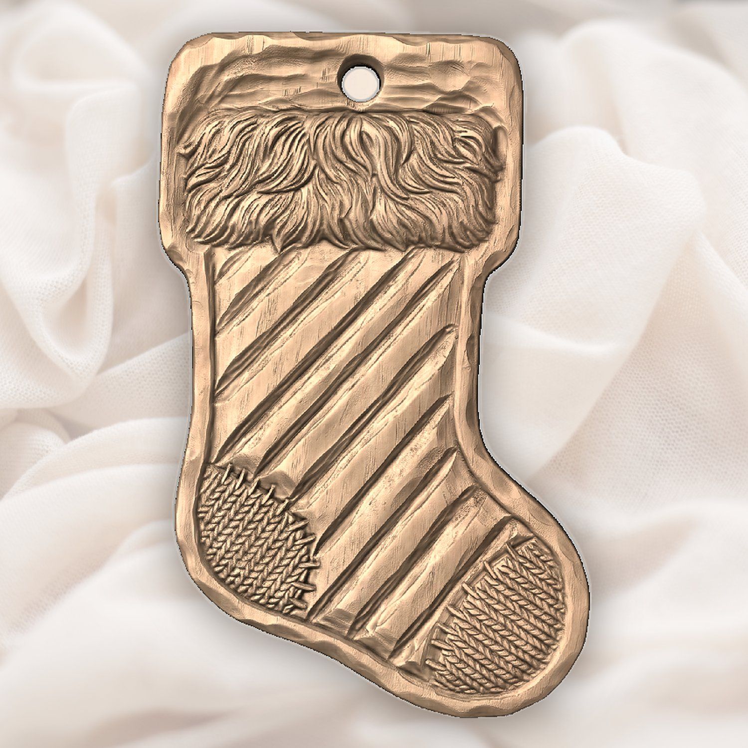 Christmas Stocking Ornament CNC Relief STL bas-relief STL — view 3