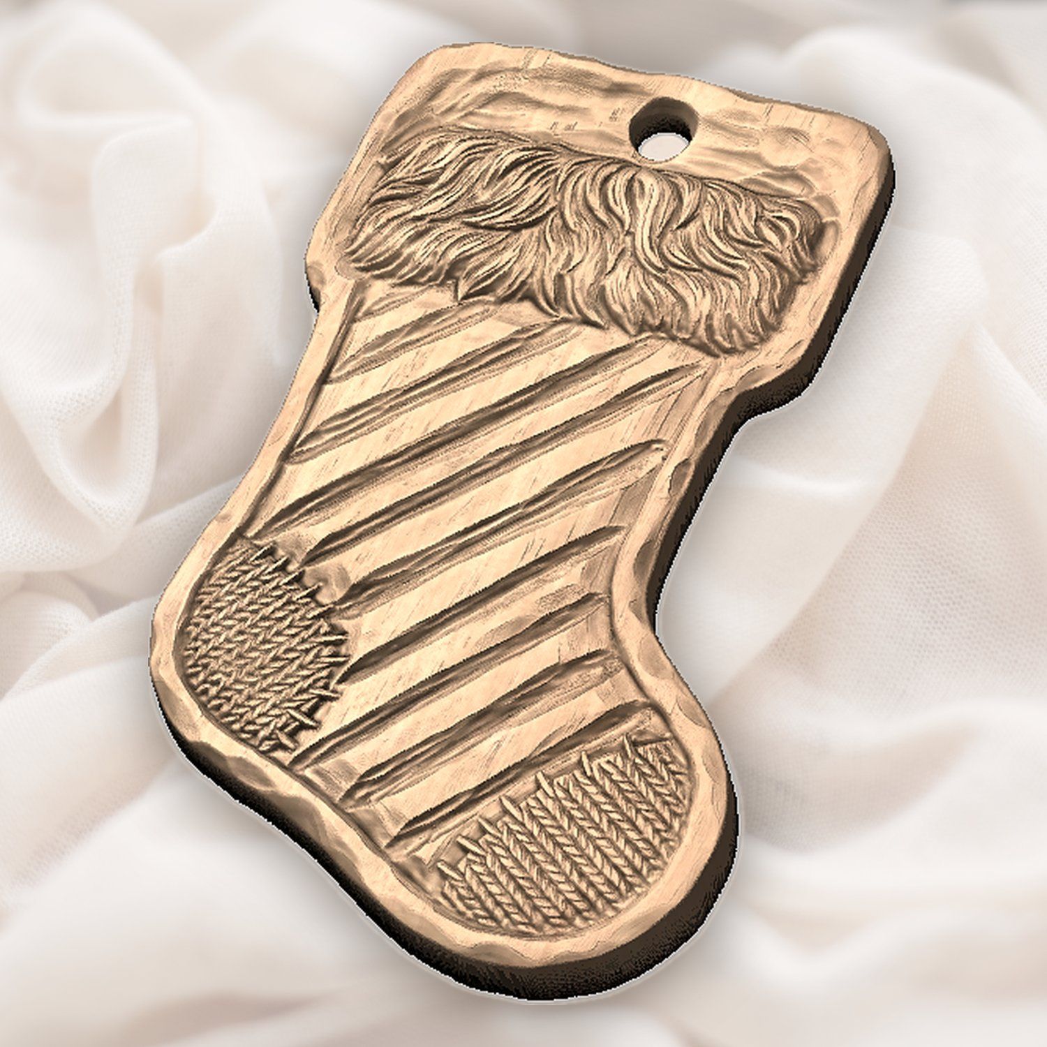 Christmas Stocking Ornament CNC Relief STL bas-relief STL — view 4
