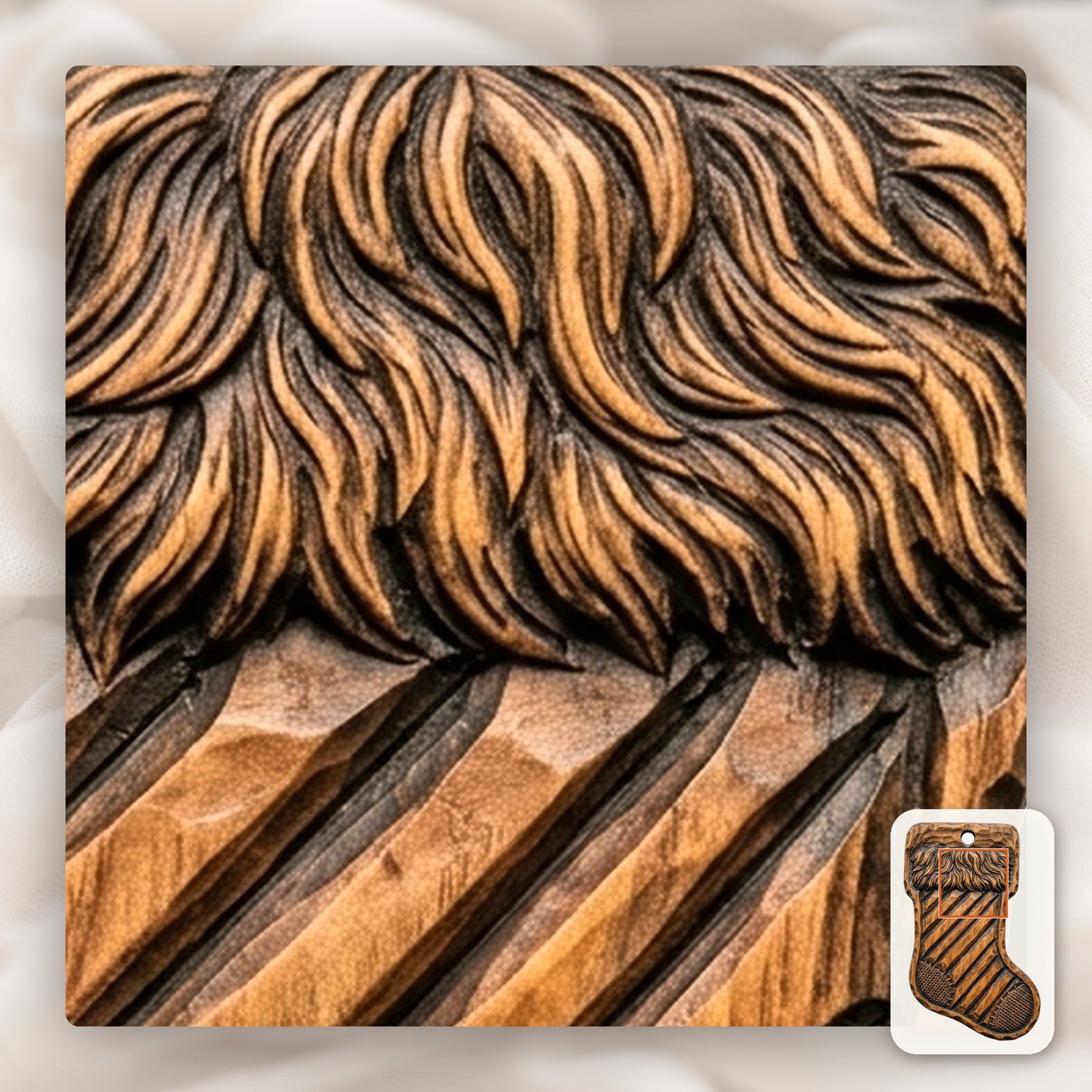 Christmas Stocking Ornament CNC Relief STL bas-relief STL — view 9