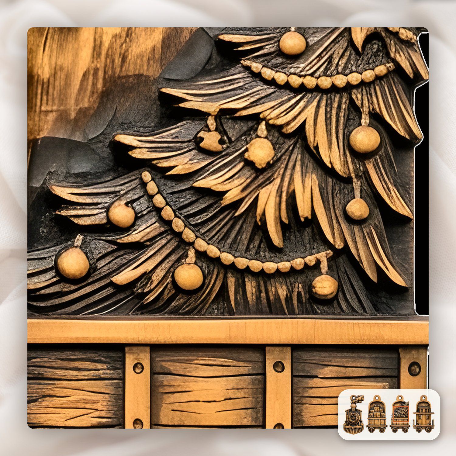 Christmas Train Ornaments CNC Relief STL bas-relief STL — view 12