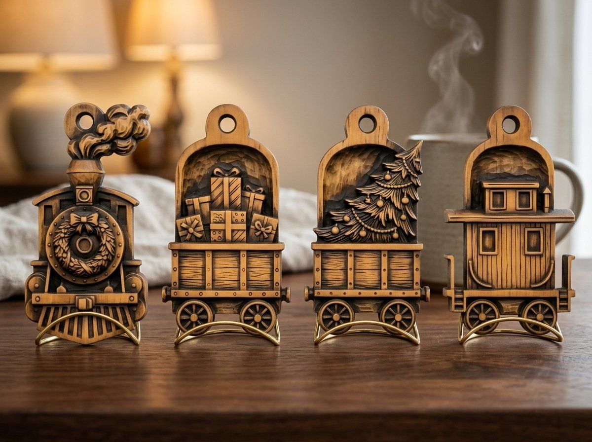 Christmas Train Ornaments CNC Relief STL bas-relief STL — view 14