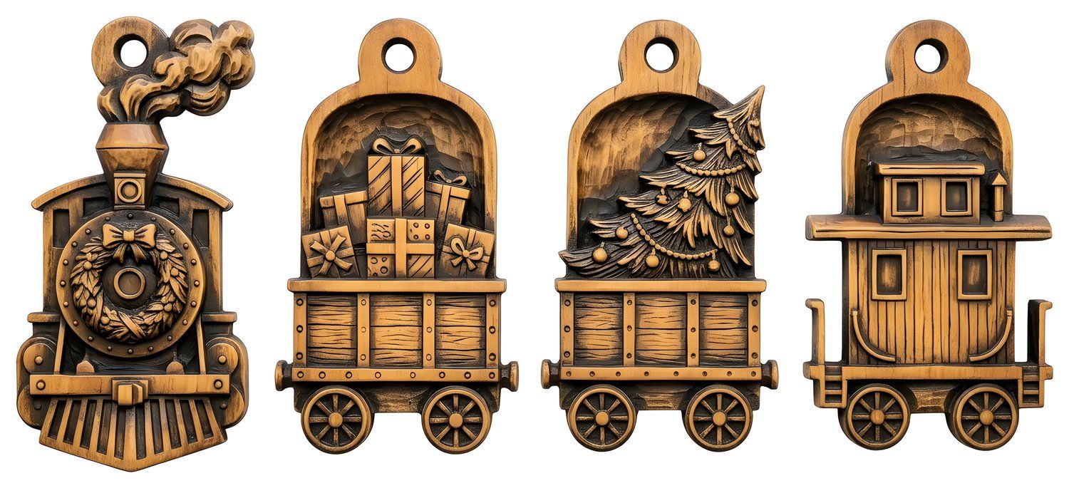 Christmas Train Ornaments CNC Relief STL bas-relief STL — view 5
