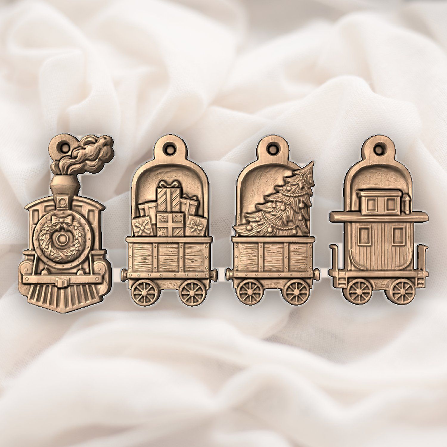 Christmas Train Ornaments CNC Relief STL bas-relief STL — view 6