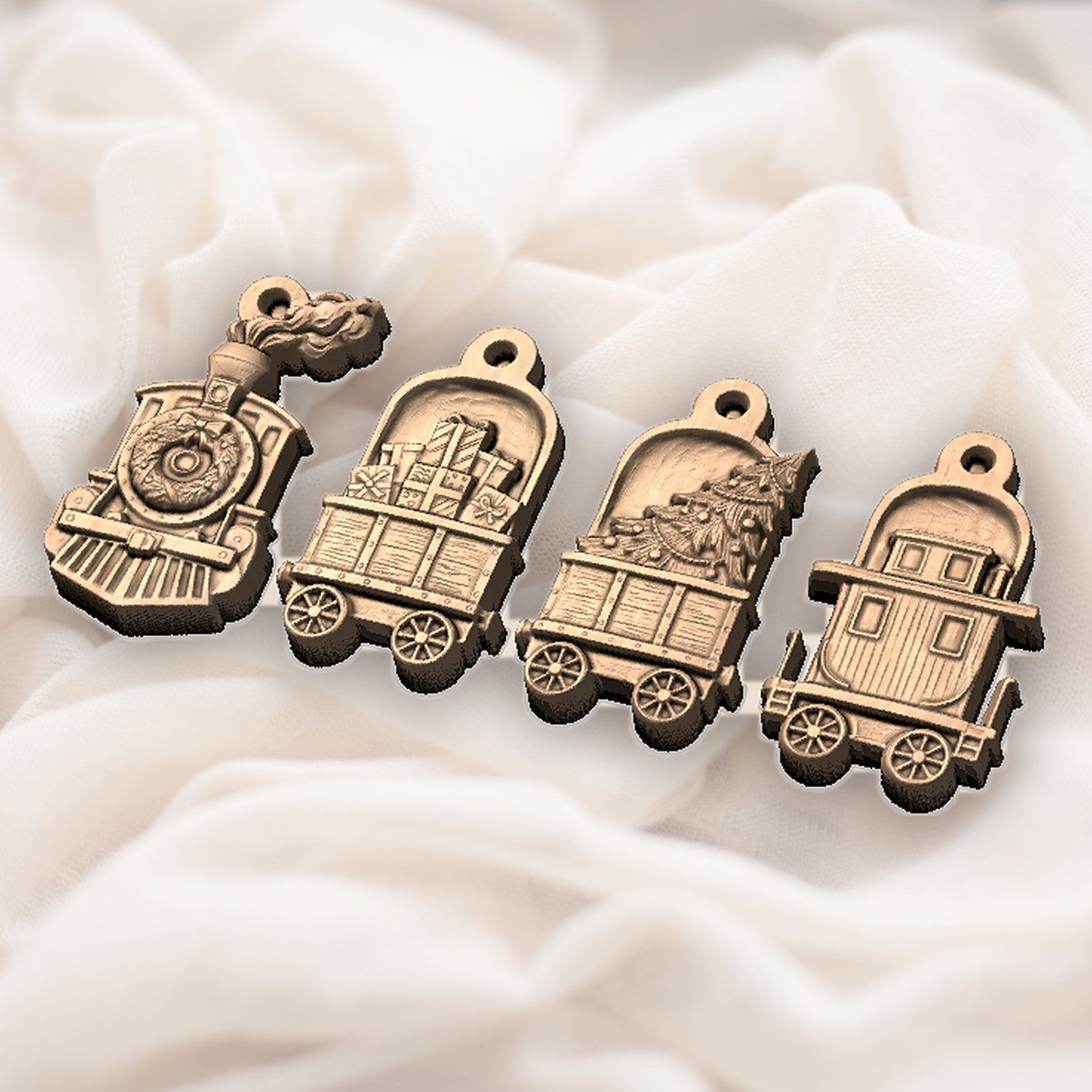 Christmas Train Ornaments CNC Relief STL bas-relief STL — view 7