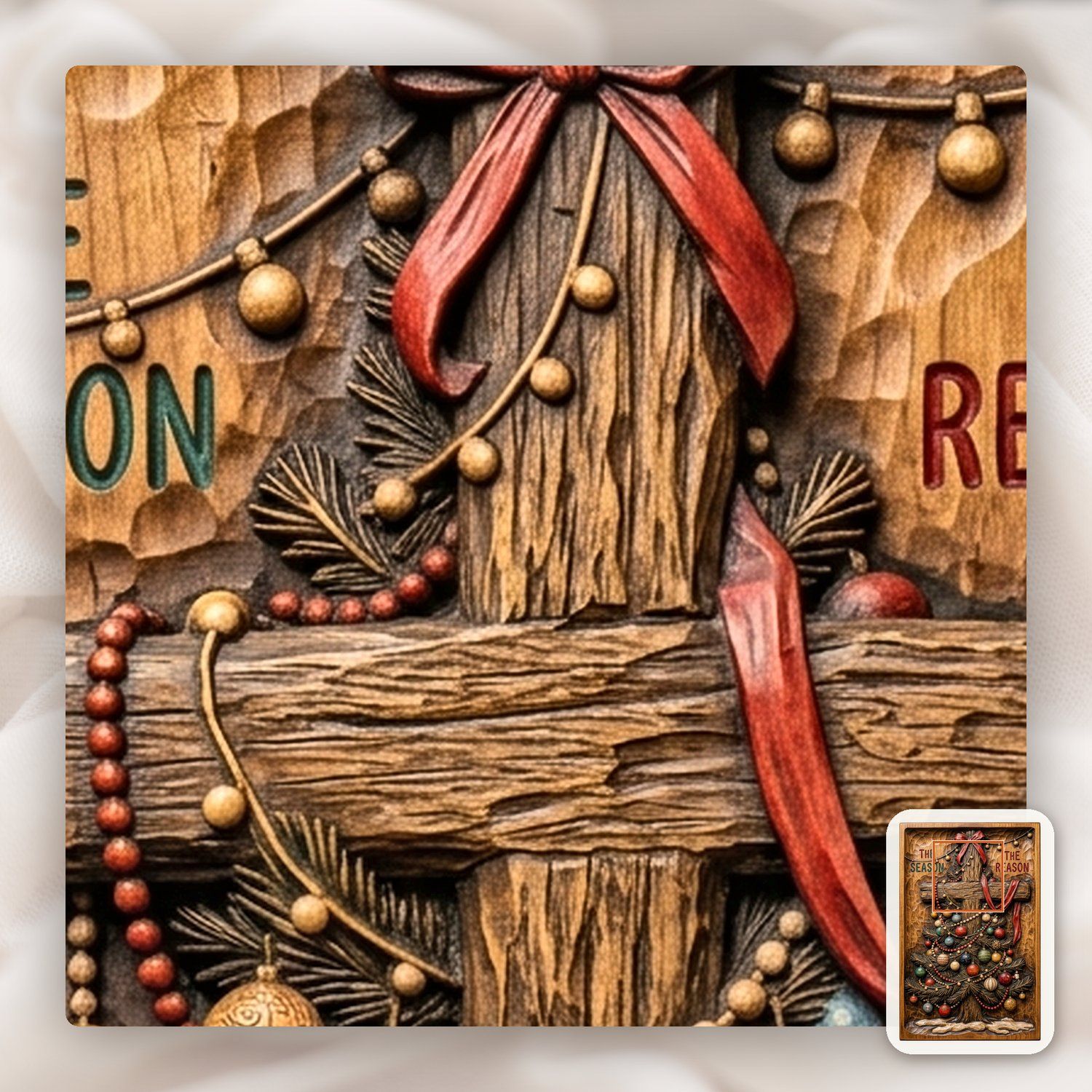 Christmas Tree Cross The Reason CNC Relief STL bas-relief STL — view 12