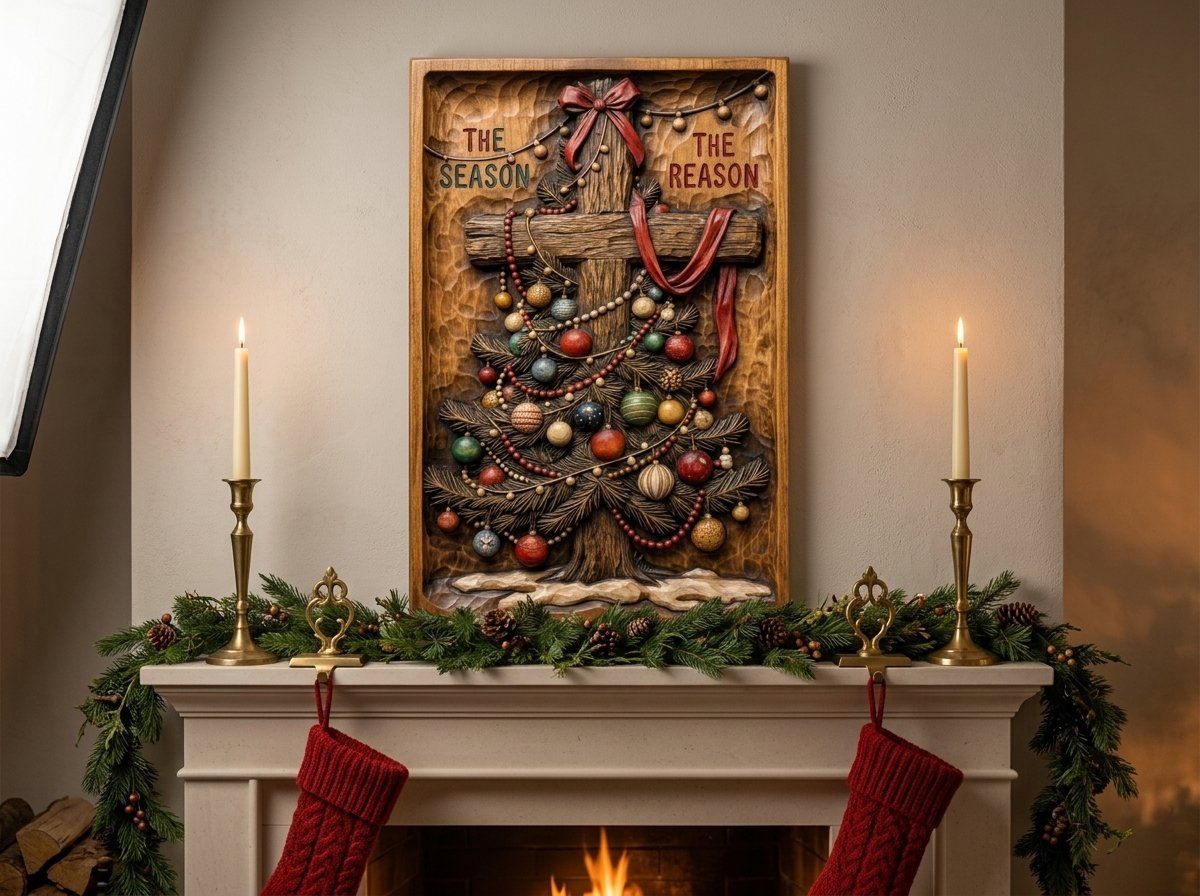 Christmas Tree Cross The Reason CNC Relief STL bas-relief STL — view 13