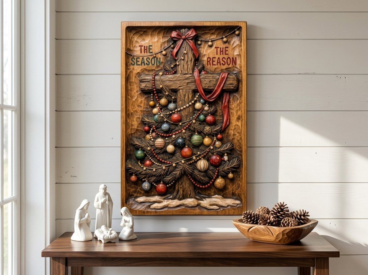 Christmas Tree Cross The Reason CNC Relief STL bas-relief STL — view 14