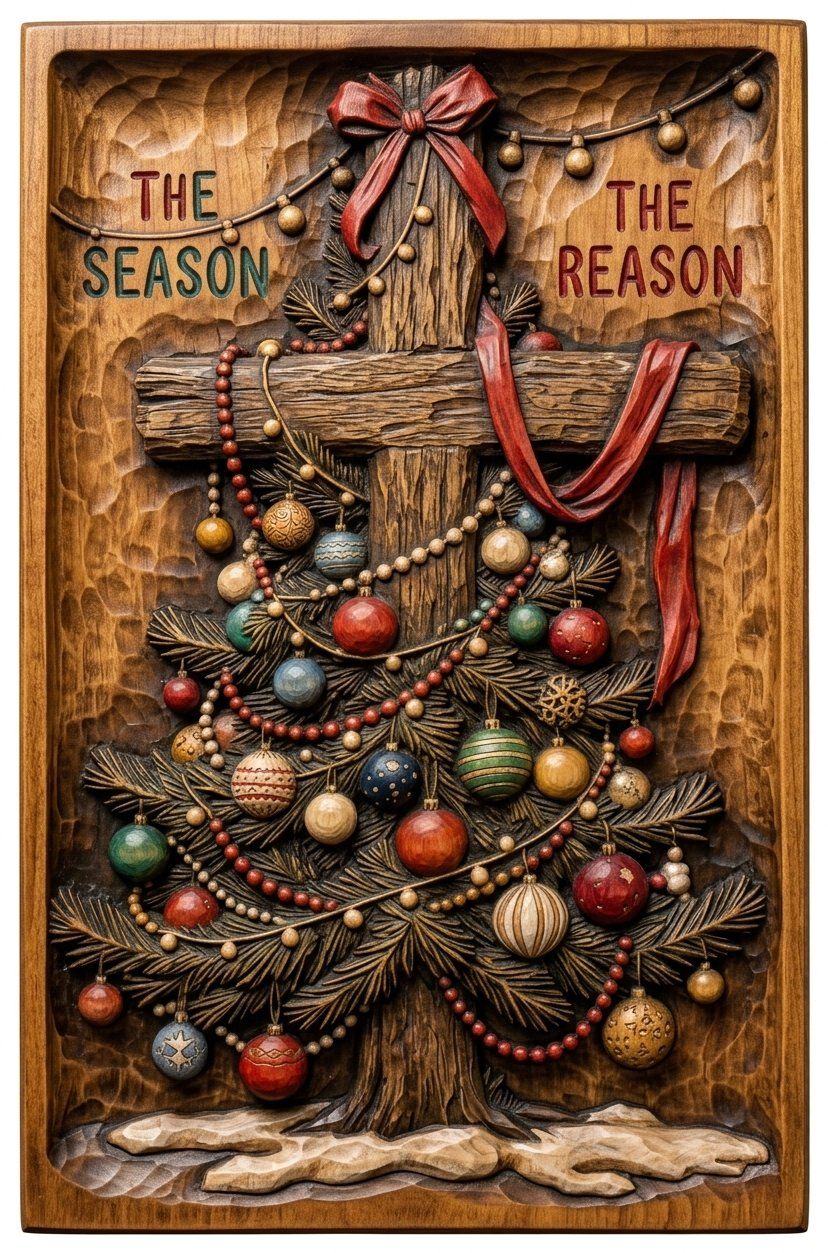 Christmas Tree Cross The Reason CNC Relief STL bas-relief STL — view 4