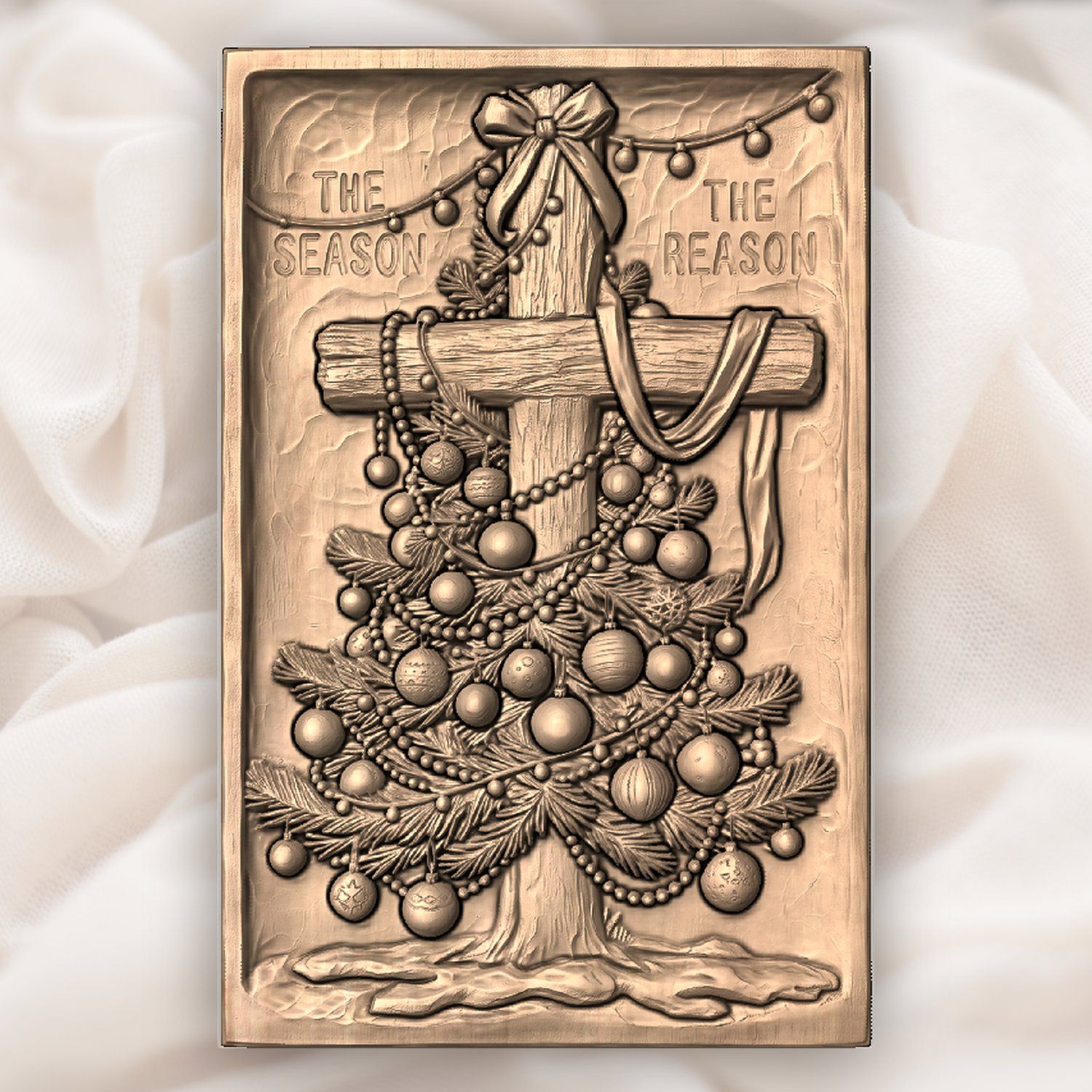 Christmas Tree Cross The Reason CNC Relief STL bas-relief STL — view 5