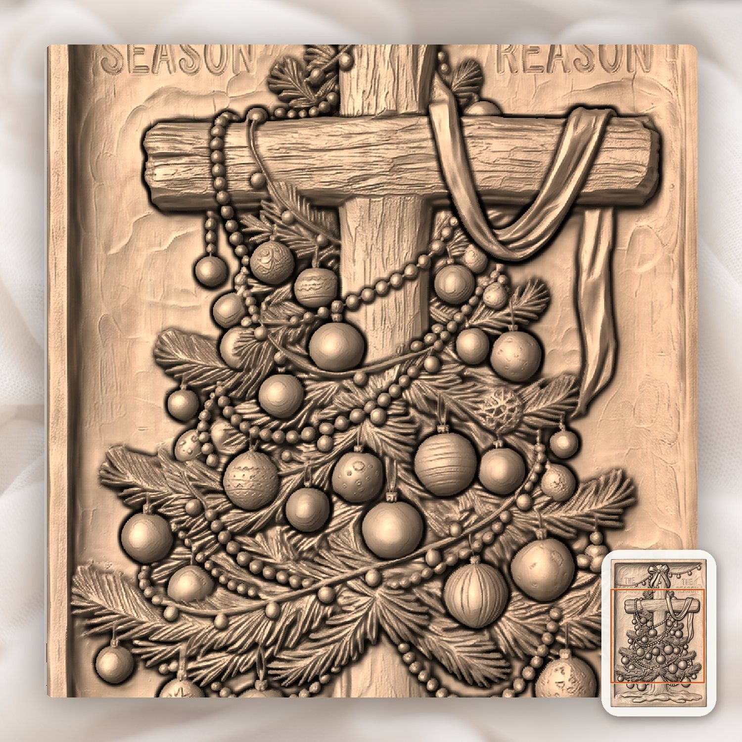 Christmas Tree Cross The Reason CNC Relief STL bas-relief STL — view 7