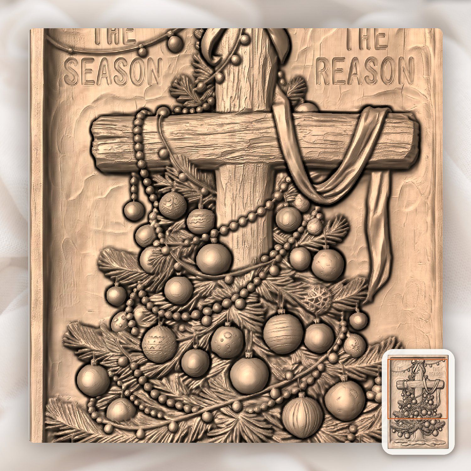 Christmas Tree Cross The Reason CNC Relief STL bas-relief STL — view 9