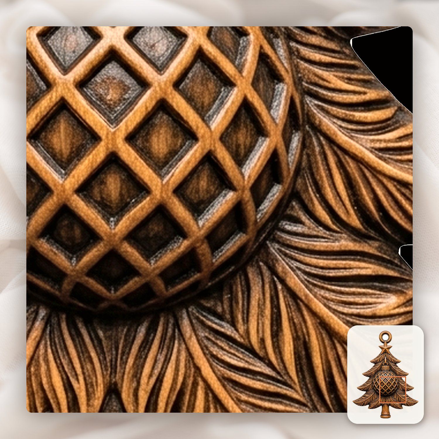 Christmas Tree Diamond Bauble Ornament CNC Relief STL bas-relief STL — view 12