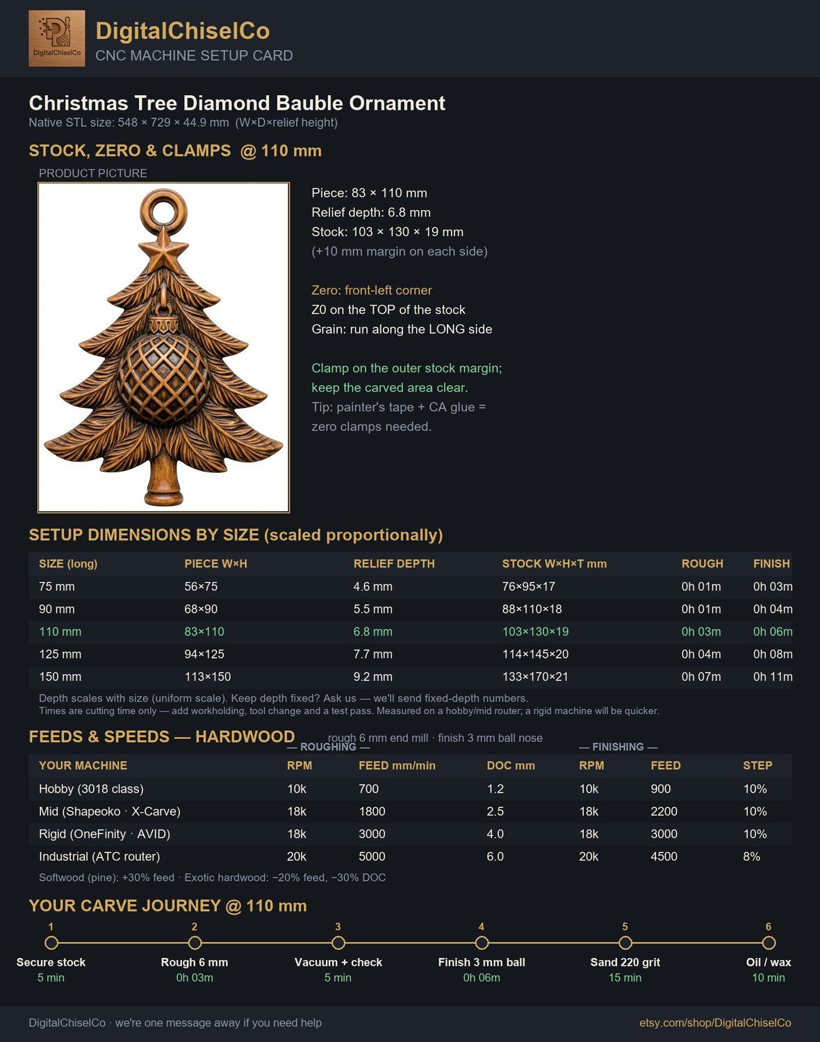 Christmas Tree Diamond Bauble Ornament CNC Relief STL bas-relief STL — view 2