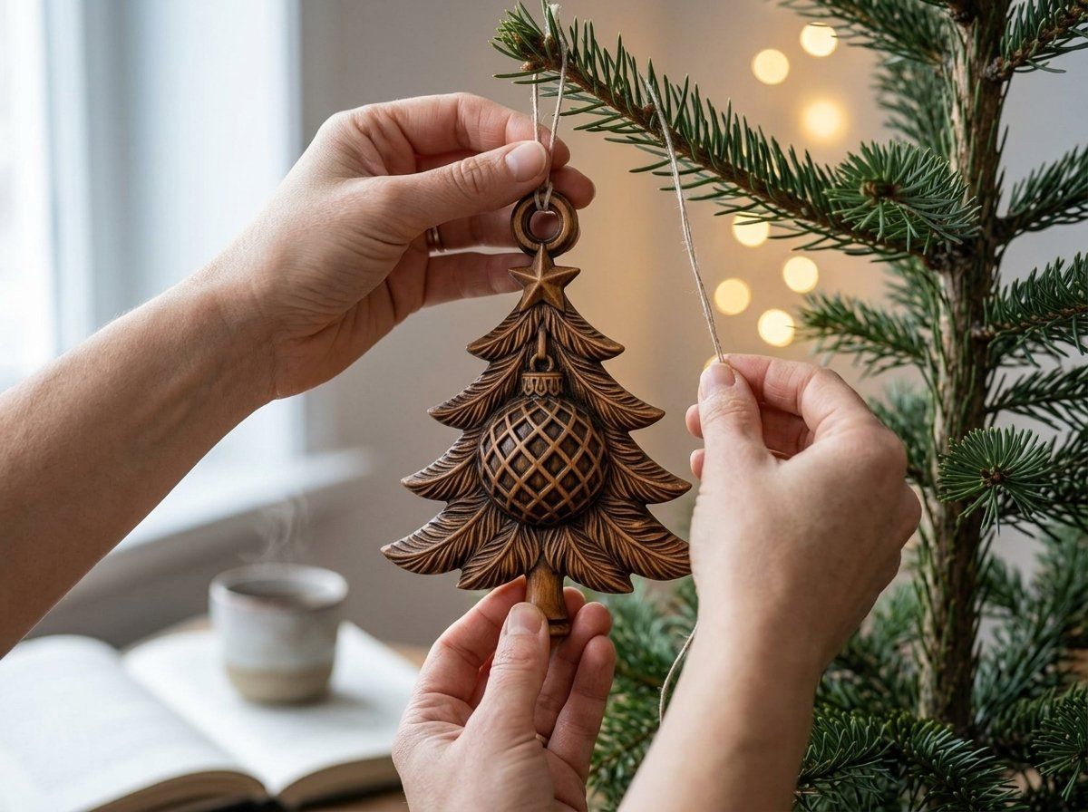 Christmas Tree Diamond Bauble Ornament CNC Relief STL | Festive Holiday Wood Carving | Seasonal Tree Decor — carved bas relief STL file for CNC