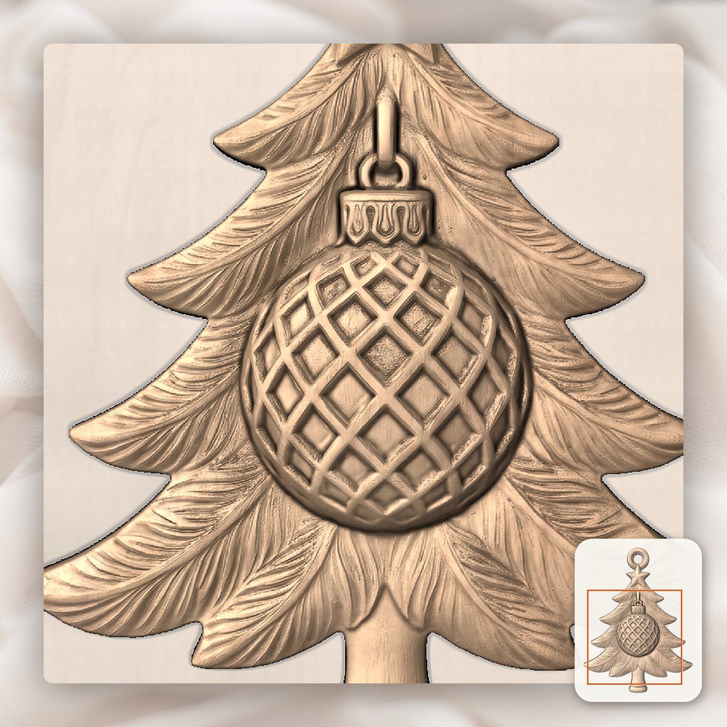 Christmas Tree Diamond Bauble Ornament CNC Relief STL bas-relief STL — view 8