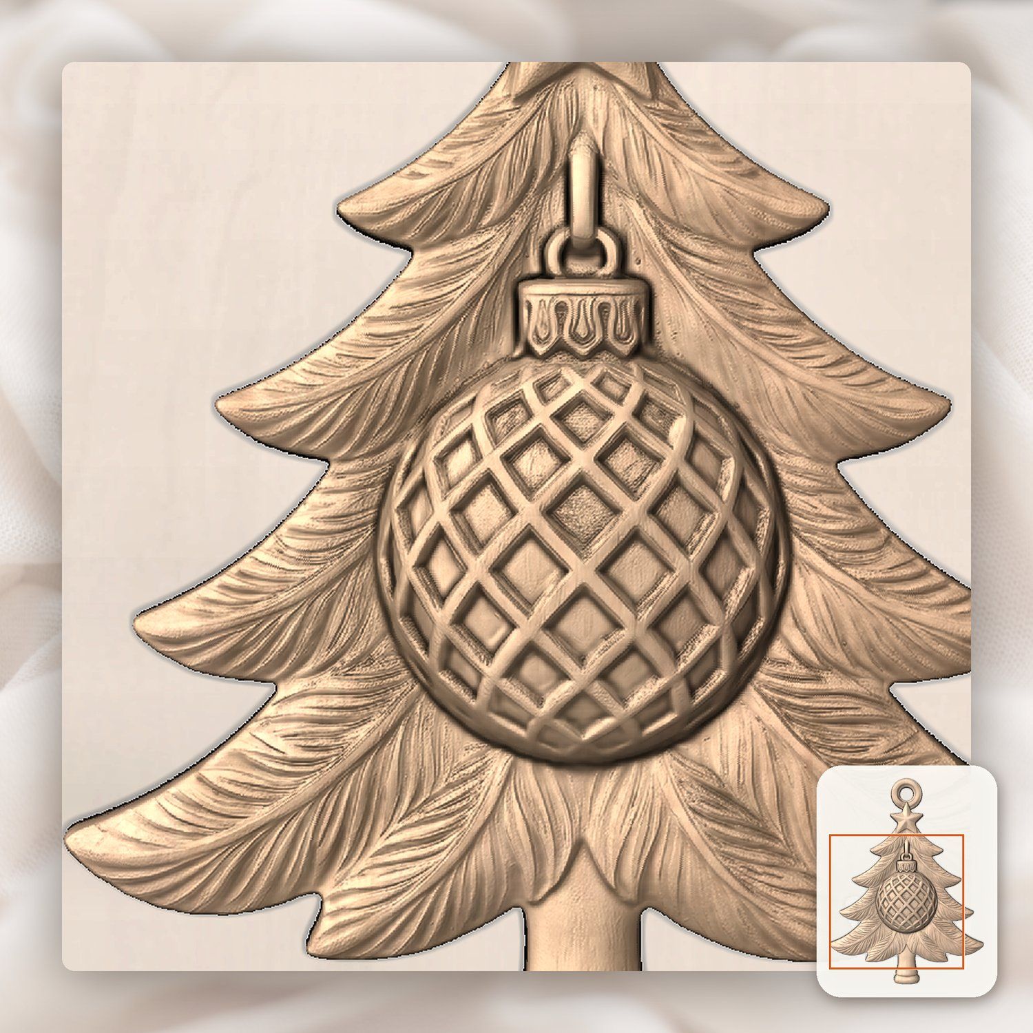 Christmas Tree Diamond Bauble Ornament CNC Relief STL bas-relief STL — view 9