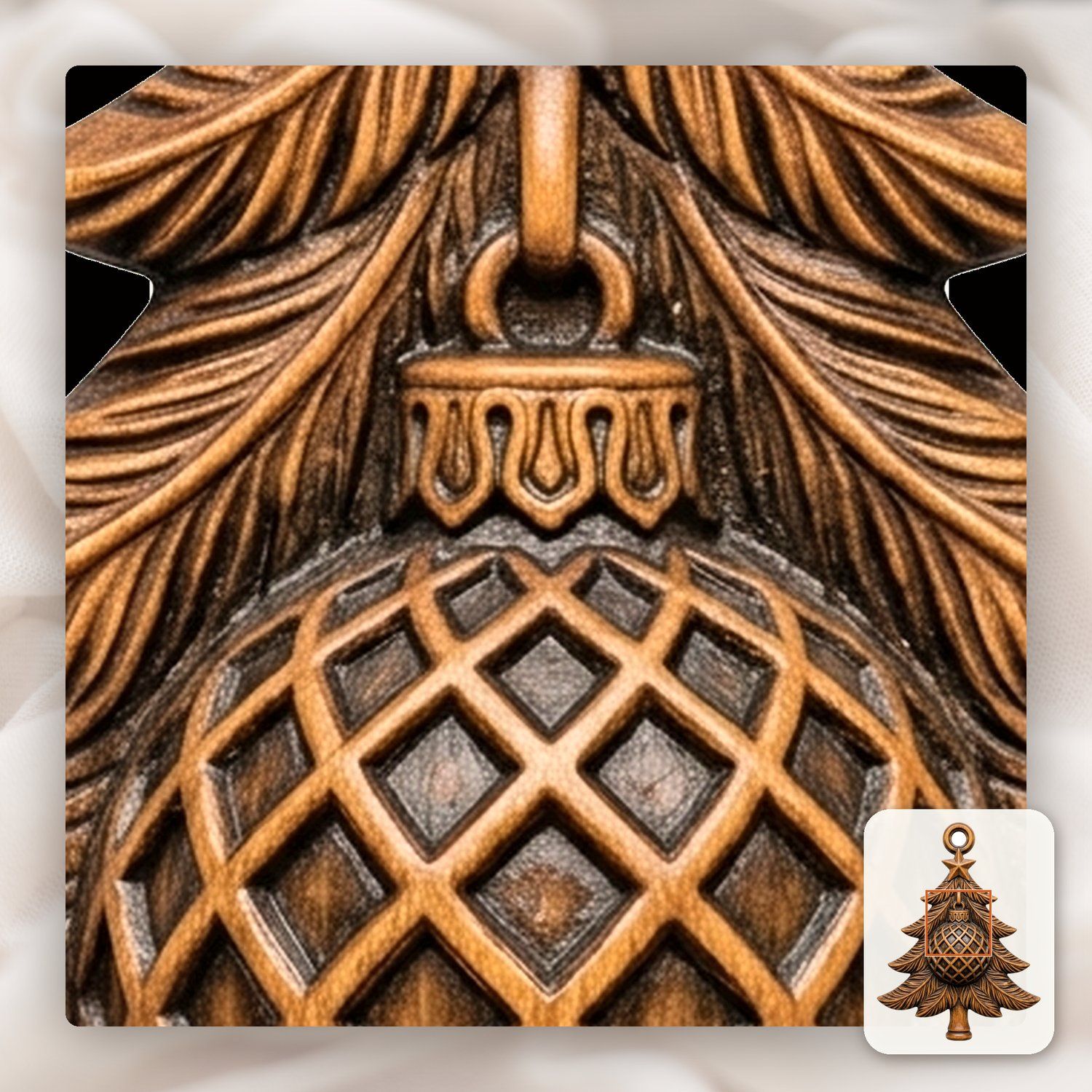 Christmas Tree Diamond Bauble Ornament CNC Relief STL bas-relief STL — view 11