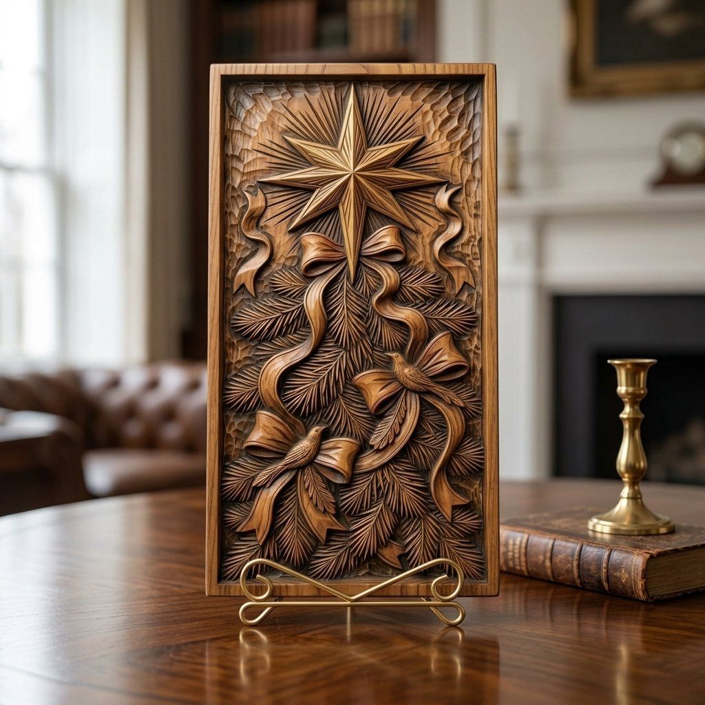 Christmas Tree Star CNC Relief STL bas-relief STL — view 3