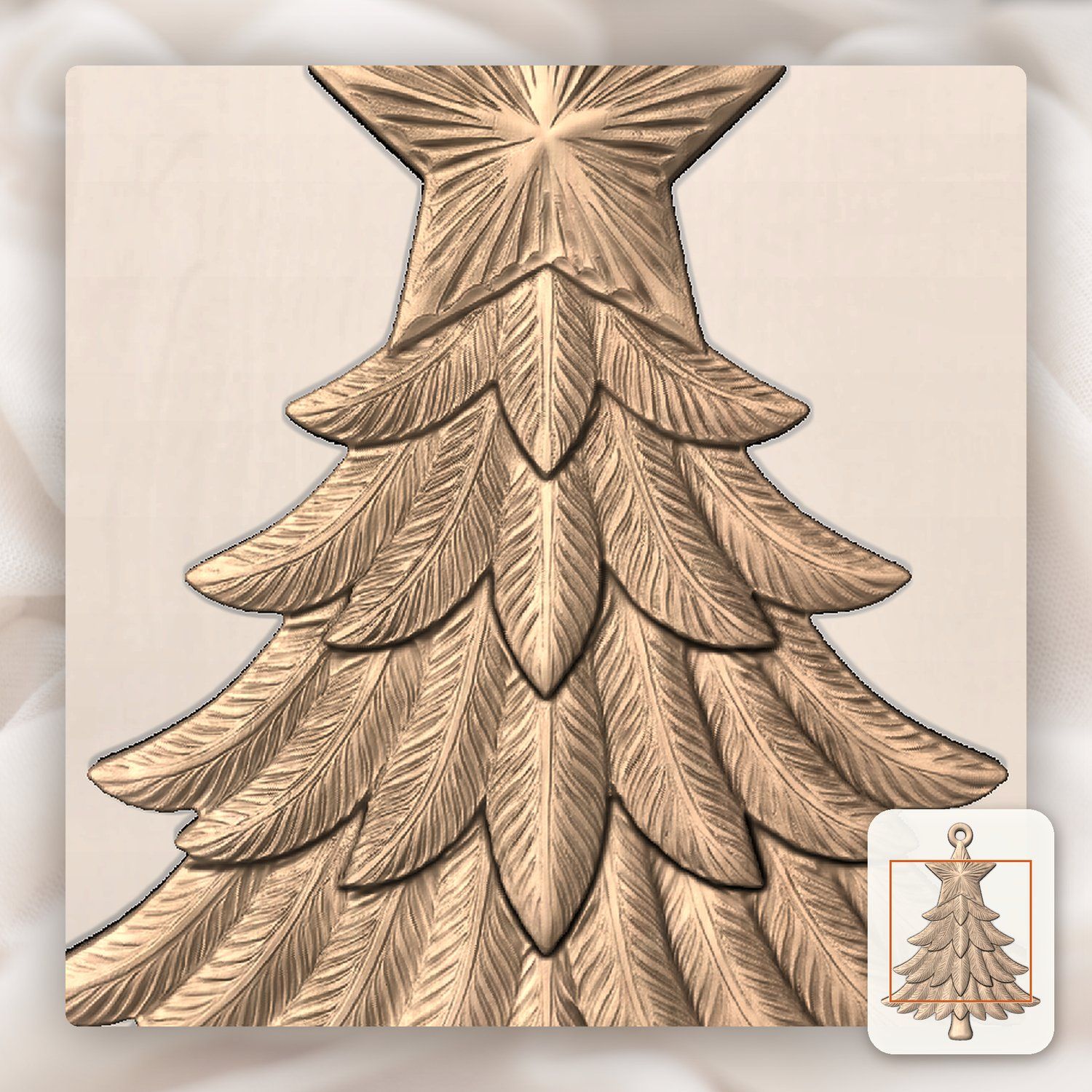 Christmas Tree Star Ornament CNC Relief STL bas-relief STL — view 7