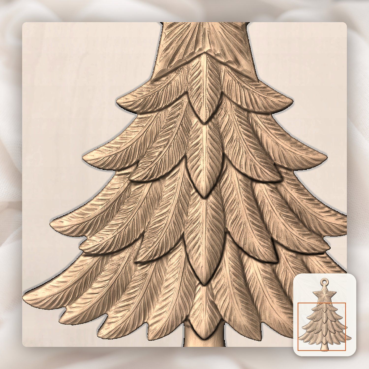Christmas Tree Star Ornament CNC Relief STL bas-relief STL — view 8