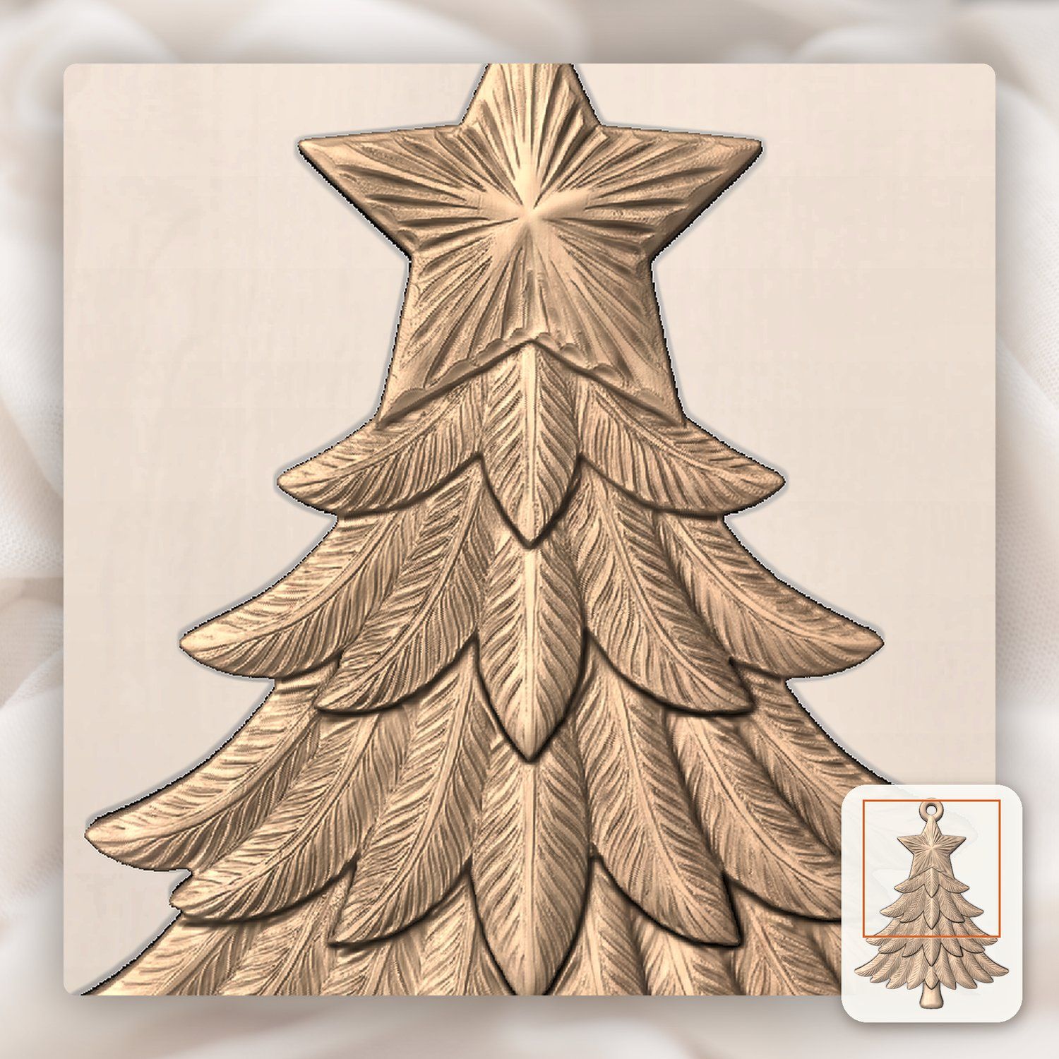 Christmas Tree Star Ornament CNC Relief STL bas-relief STL — view 9