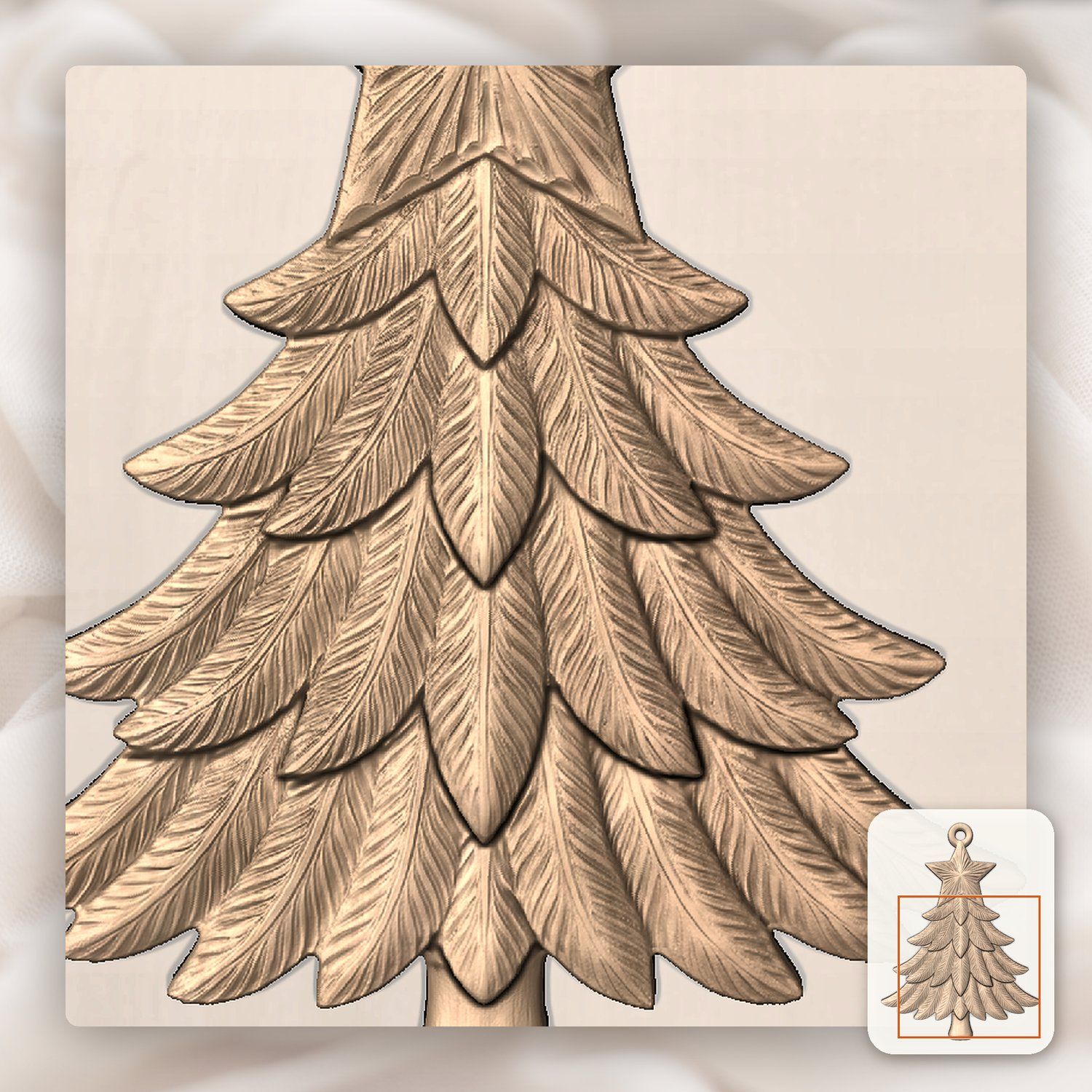 Christmas Tree Star Ornament CNC Relief STL bas-relief STL — view 10