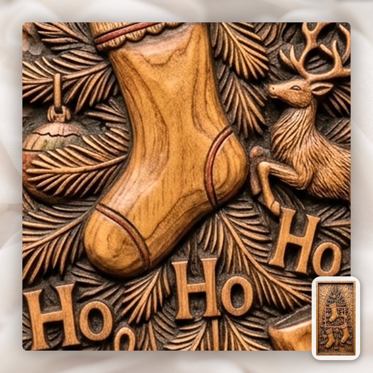 Christmas Tree Stockings CNC Relief STL bas-relief STL — view 11