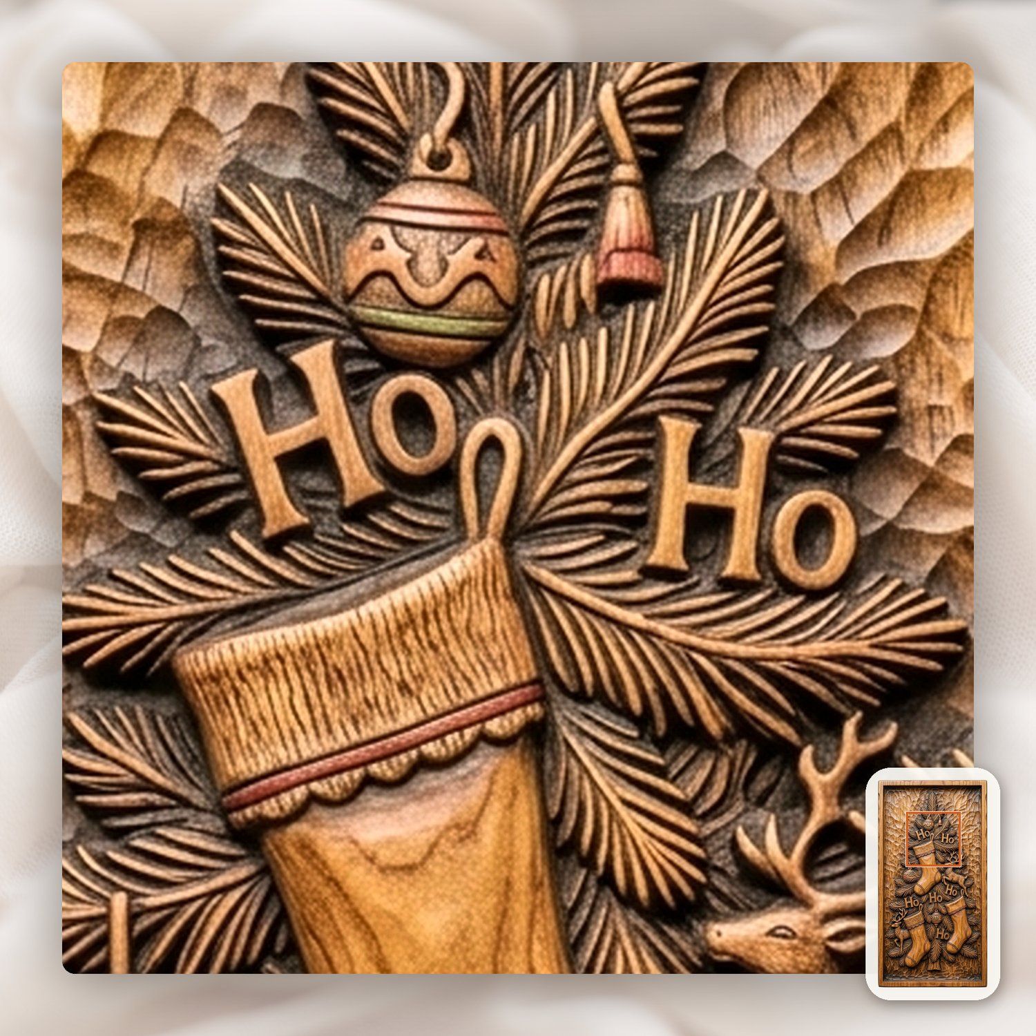Christmas Tree Stockings CNC Relief STL bas-relief STL — view 12