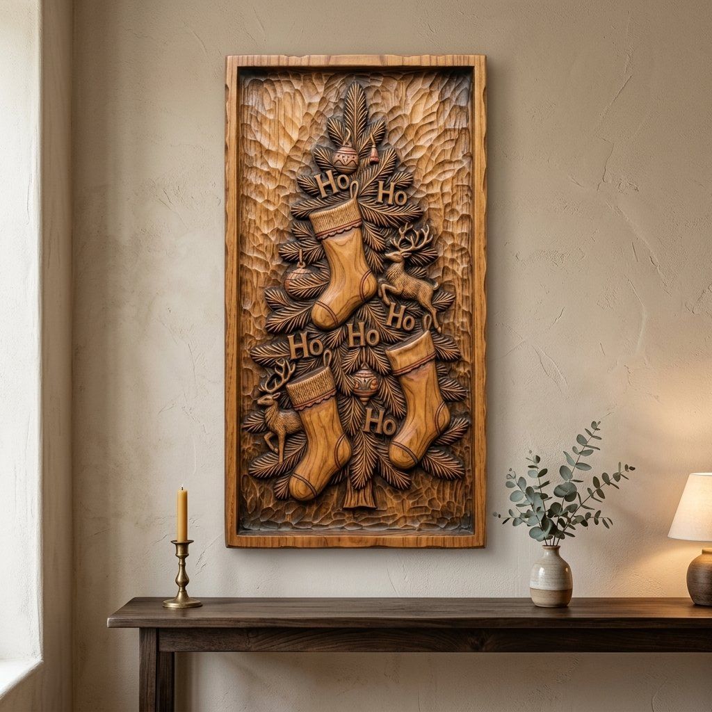 Christmas Tree Stockings CNC Relief STL bas-relief STL — view 13