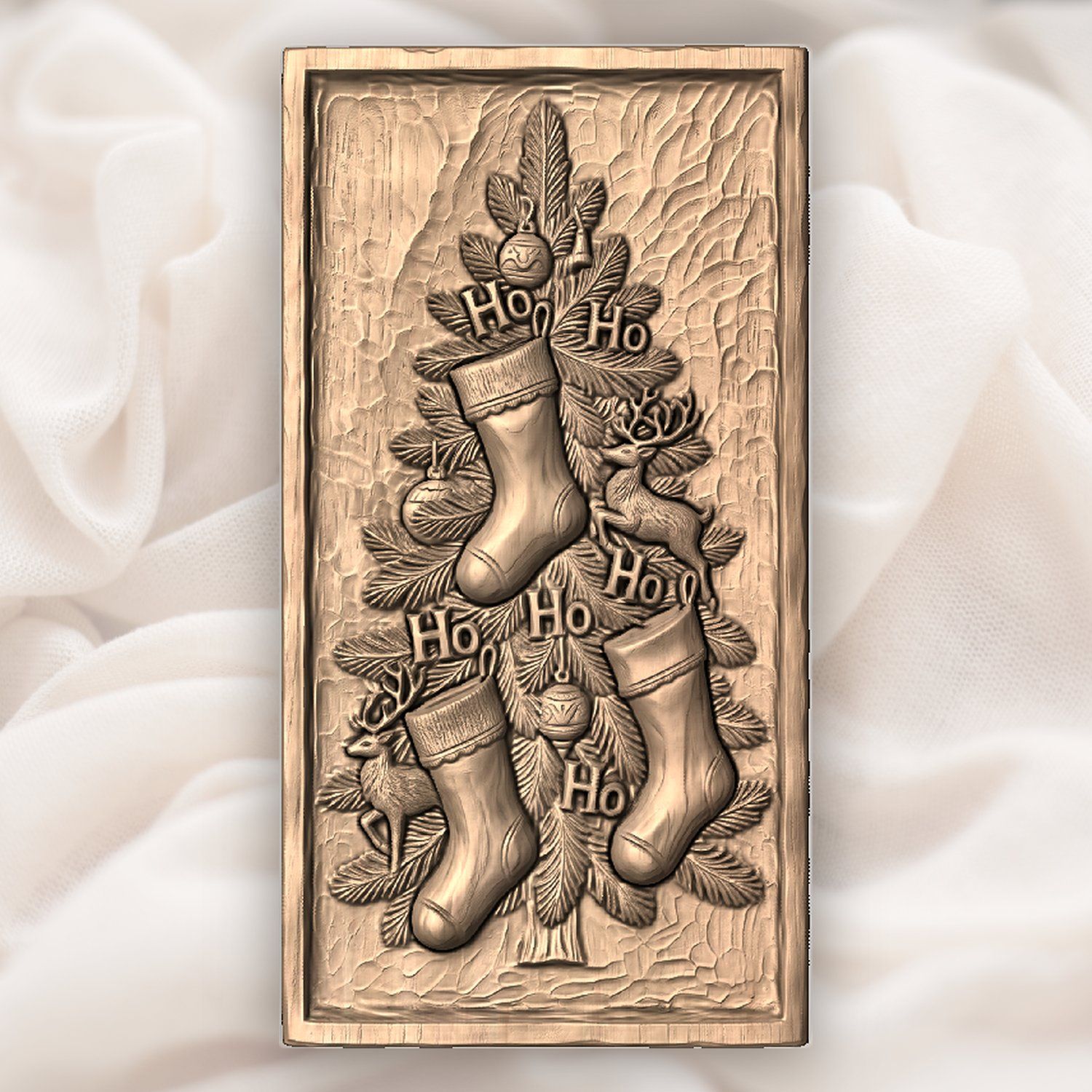 Christmas Tree Stockings CNC Relief STL bas-relief STL — view 4