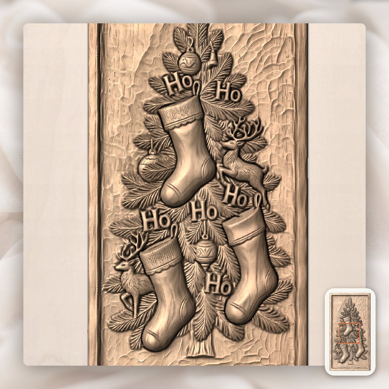 Christmas Tree Stockings CNC Relief STL bas-relief STL — view 6